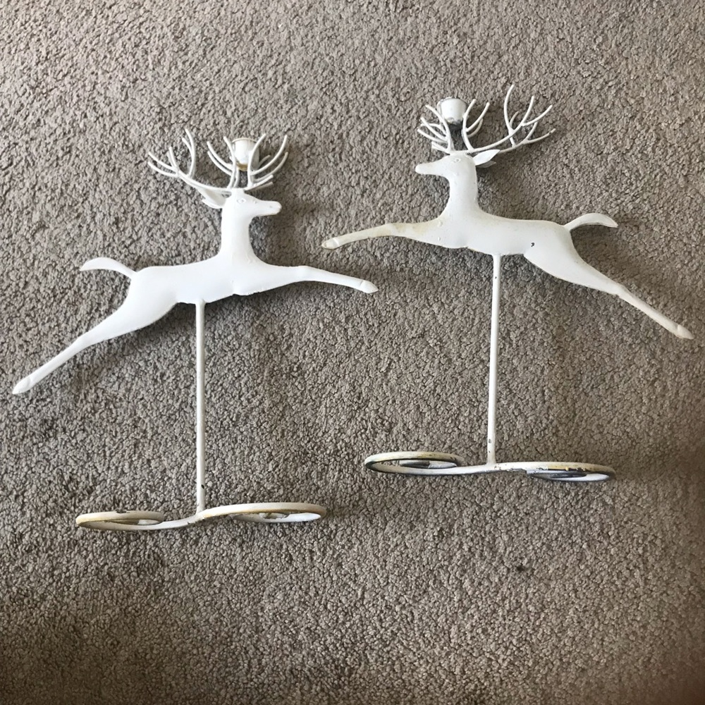Candle Stick Holders Deer Two In Set